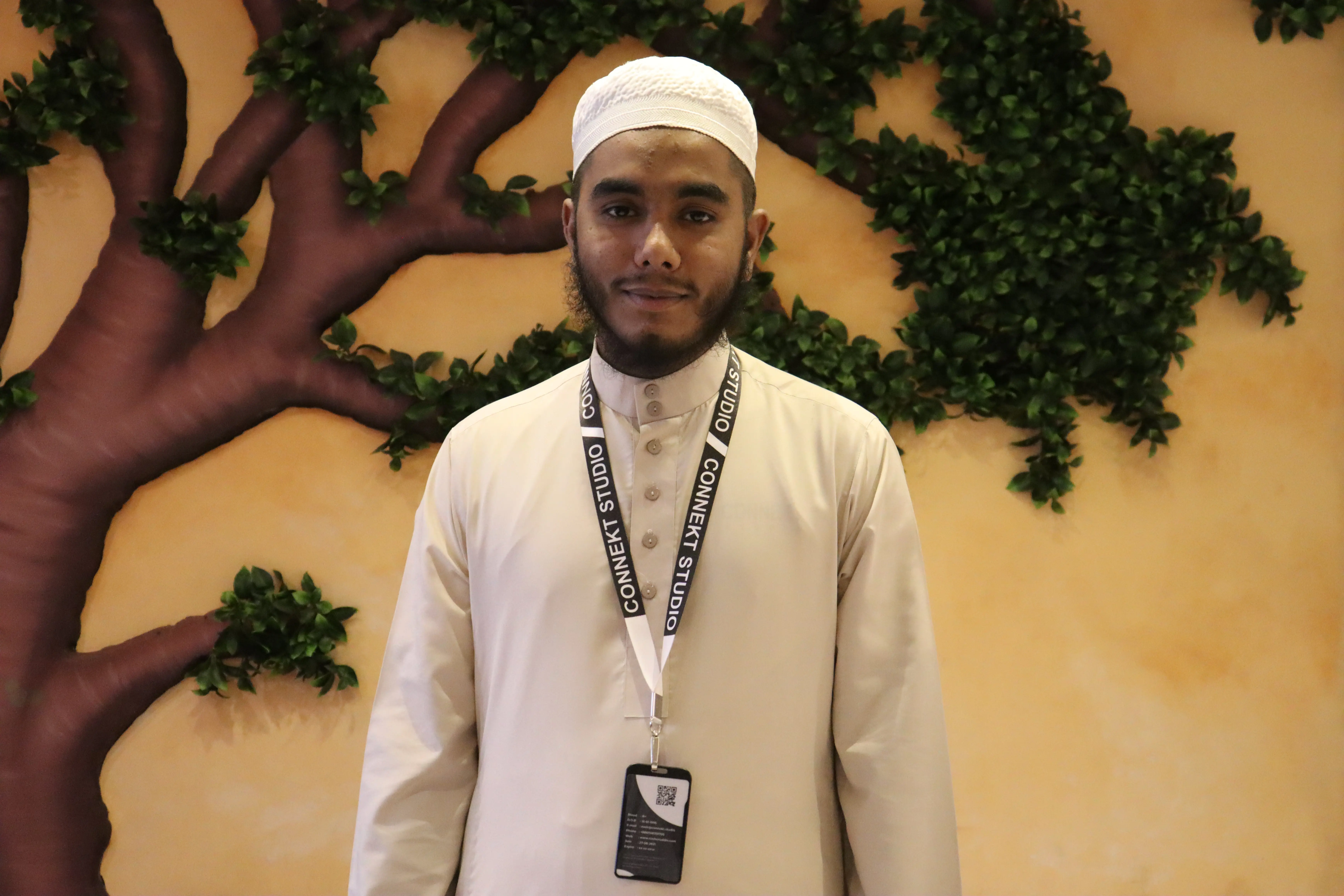 Team member with ID card