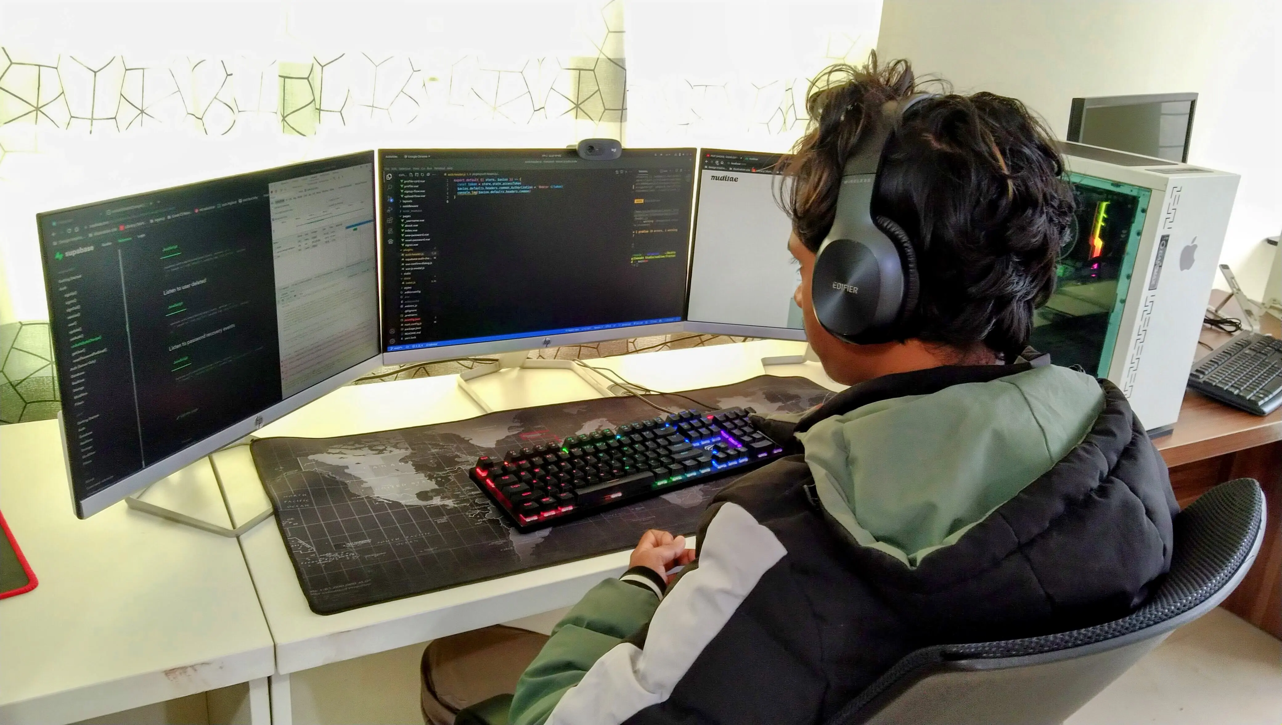 Nasim at workstation