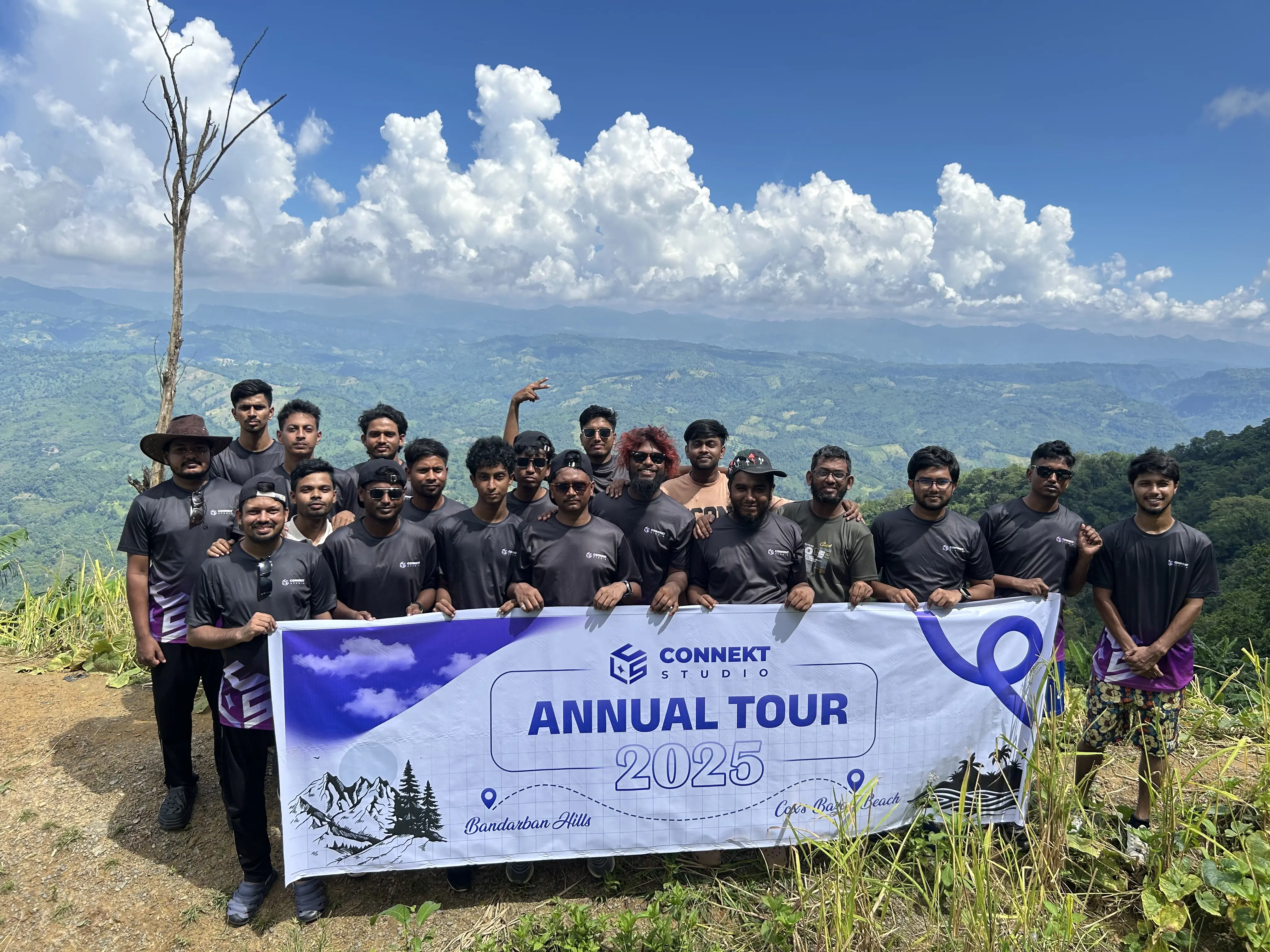Connekt Studio banner photoshoot with all tour members in Bandarban