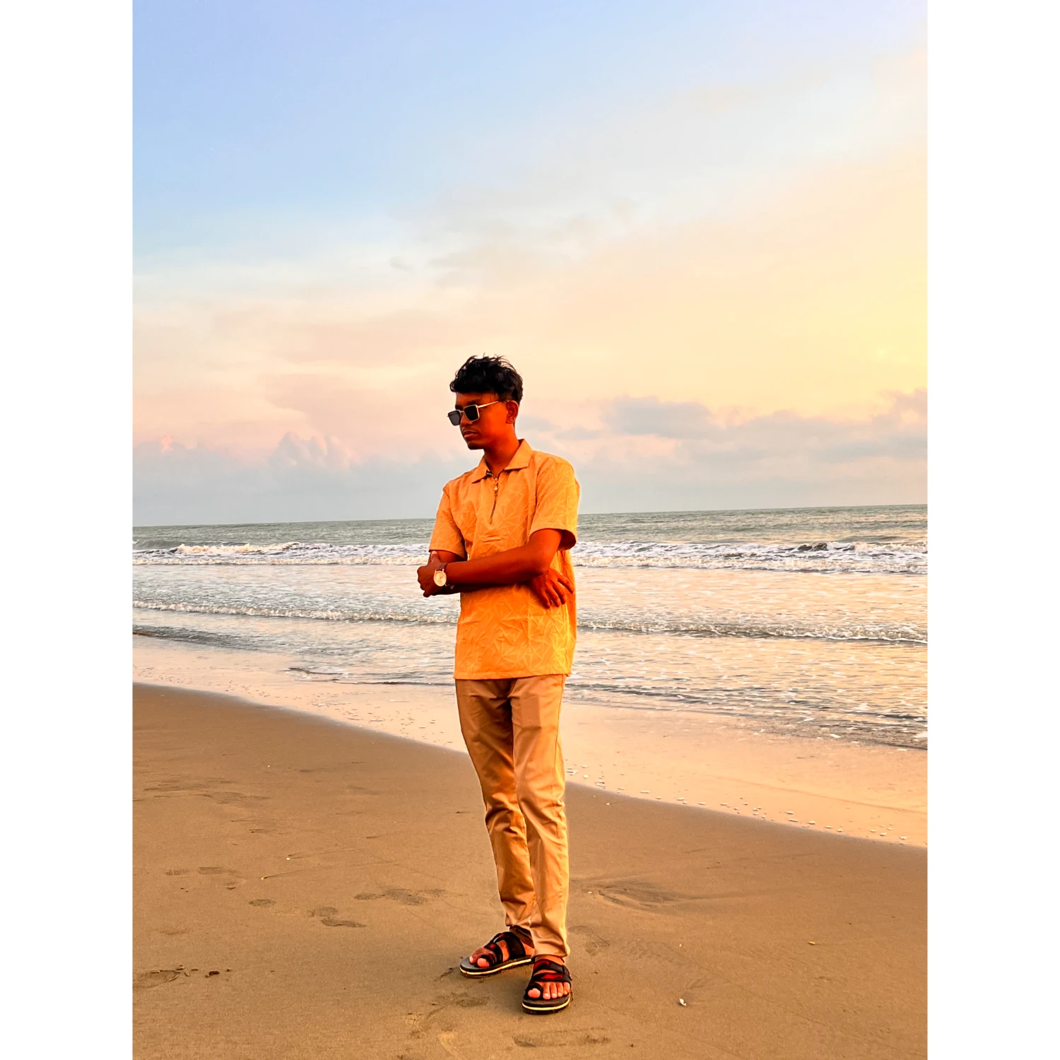 Mahmudul enjoying the serene beauty of Cox's Bazar sea beach
