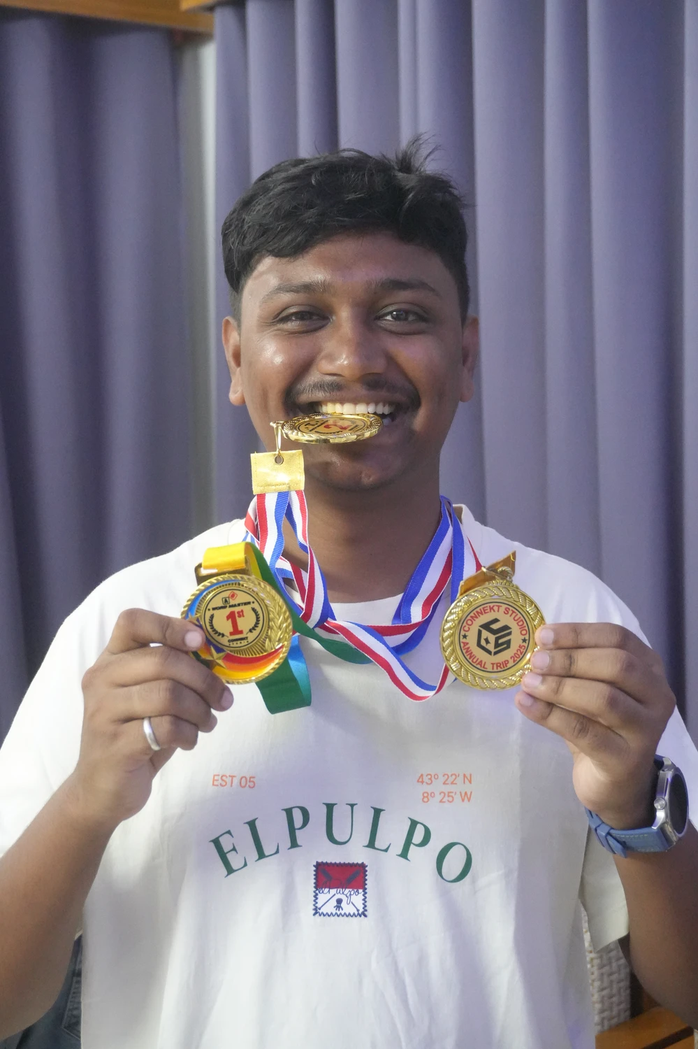 Nasim celebrating his game medal win at Cox's Bazar