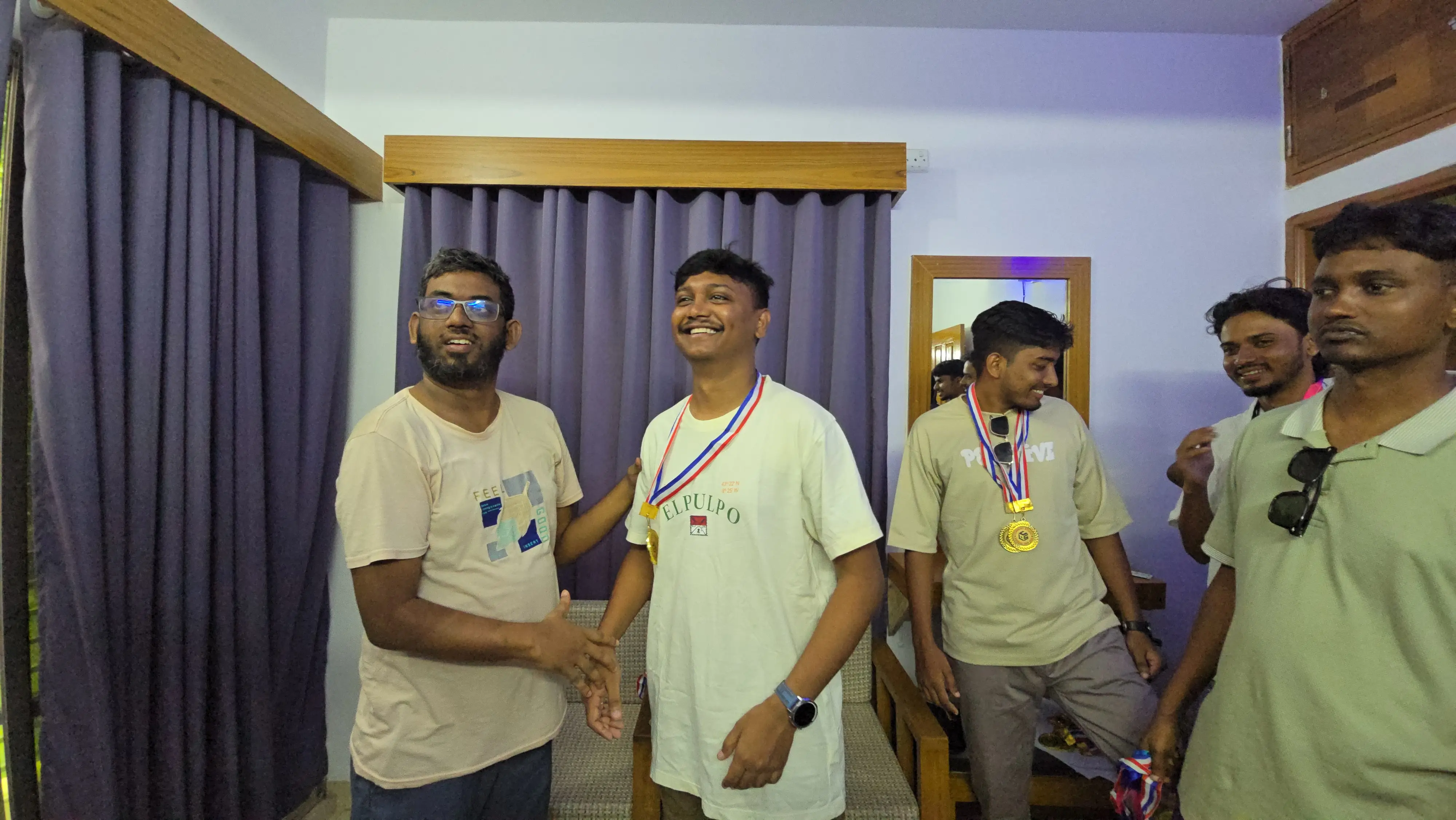 Nasim celebrating his medal win at Cox's Bazar team games