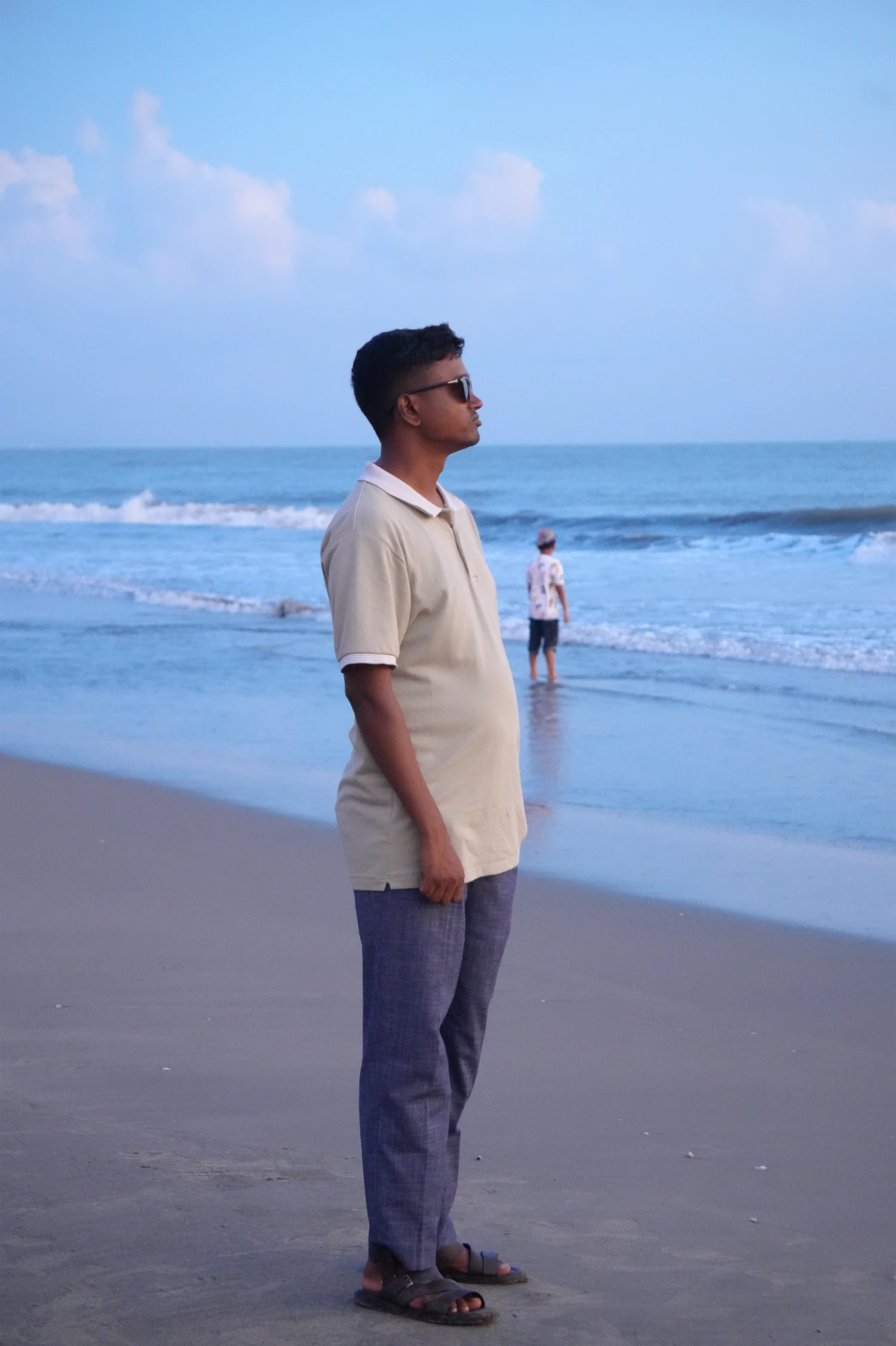 Nasir enjoying the scenic beauty of Cox's Bazar sea beach