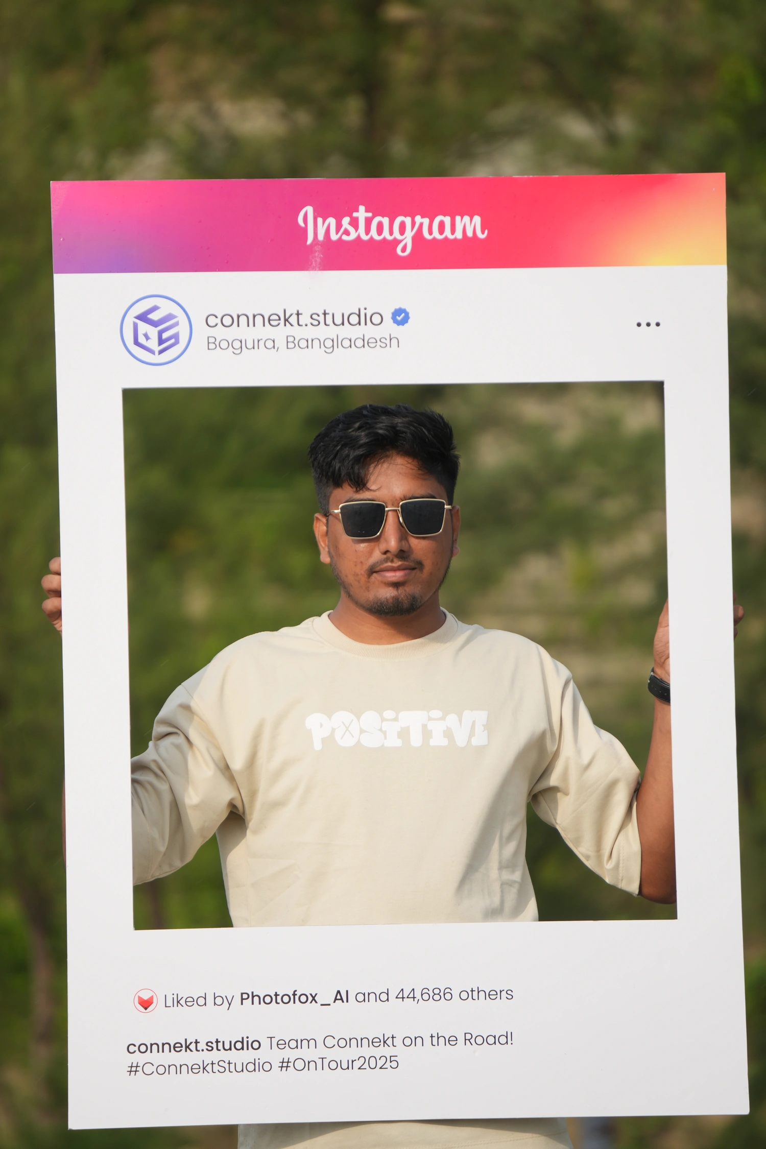 Manik posing for PhotoFox AI banner at Cox's Bazar beach