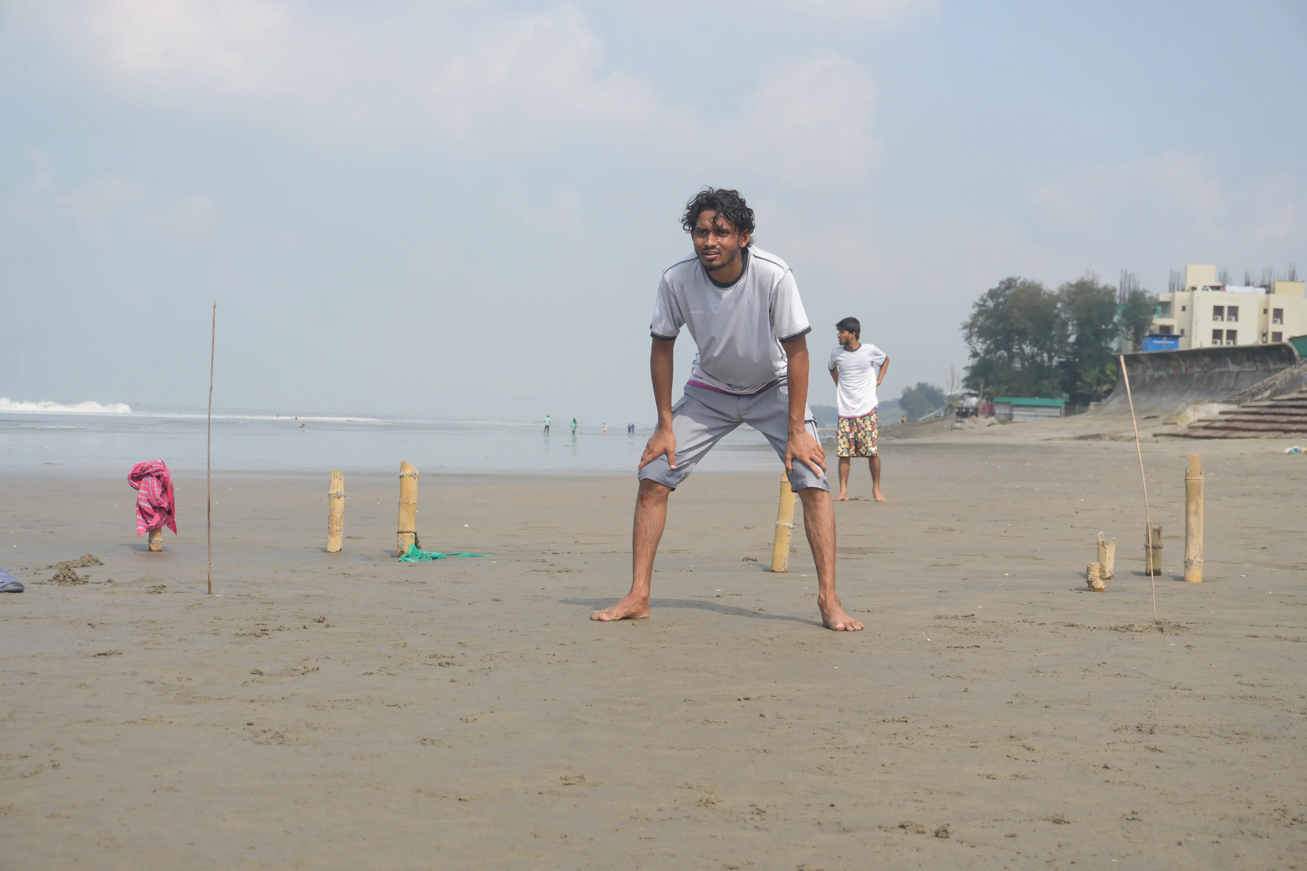 Rabbi enjoying an exciting football game at Cox's Bazar beach