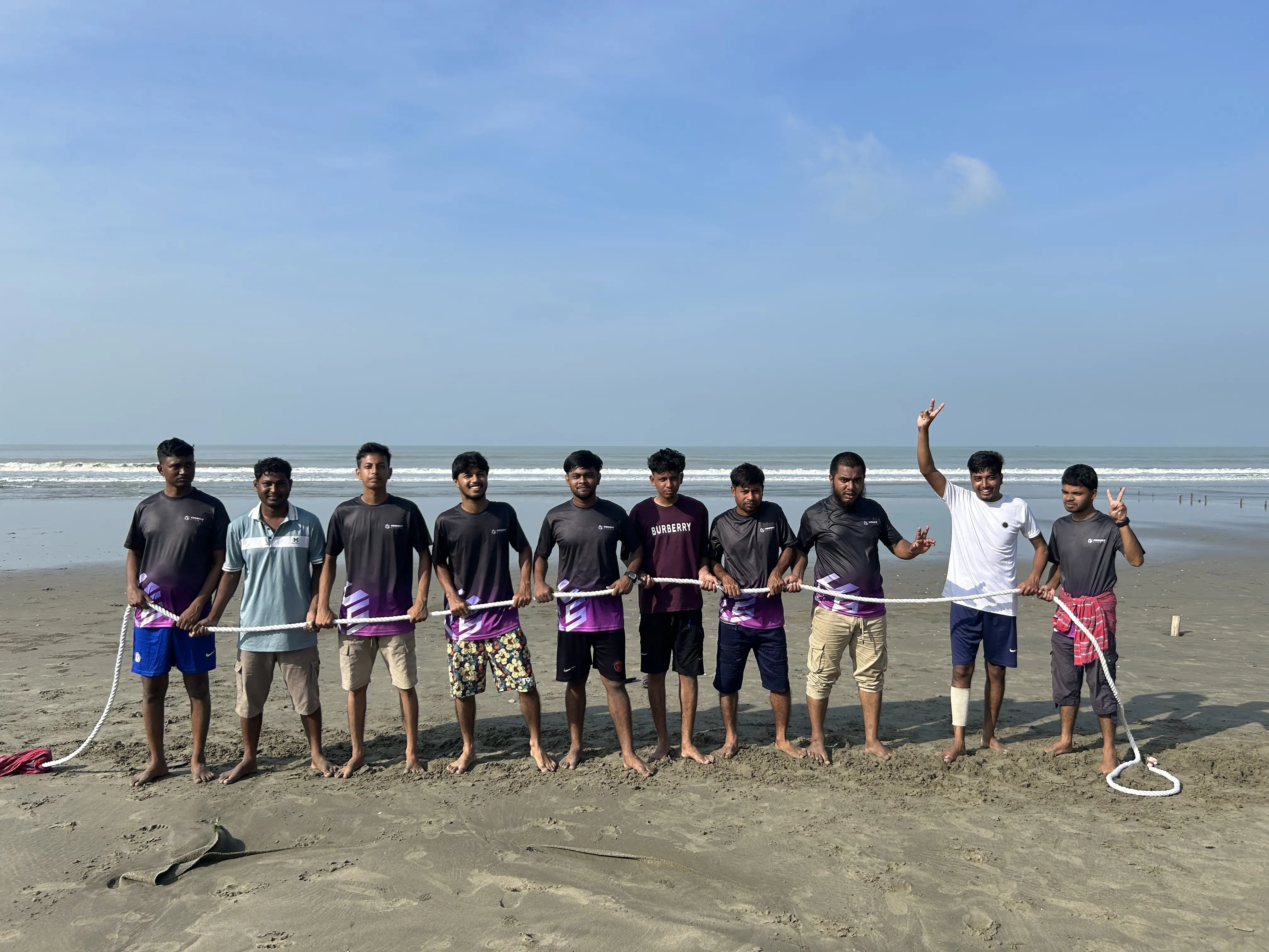 Exciting tug of war game at Cox's Bazar beach