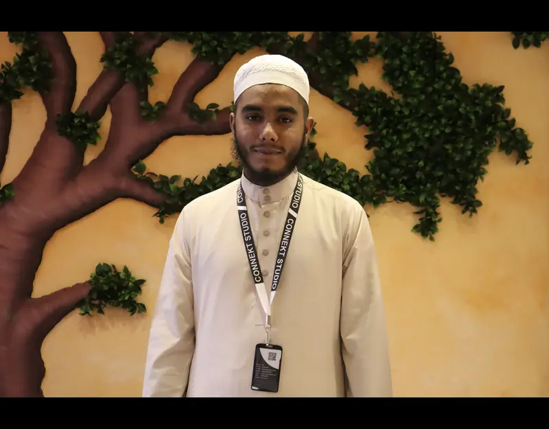Team member with ID card