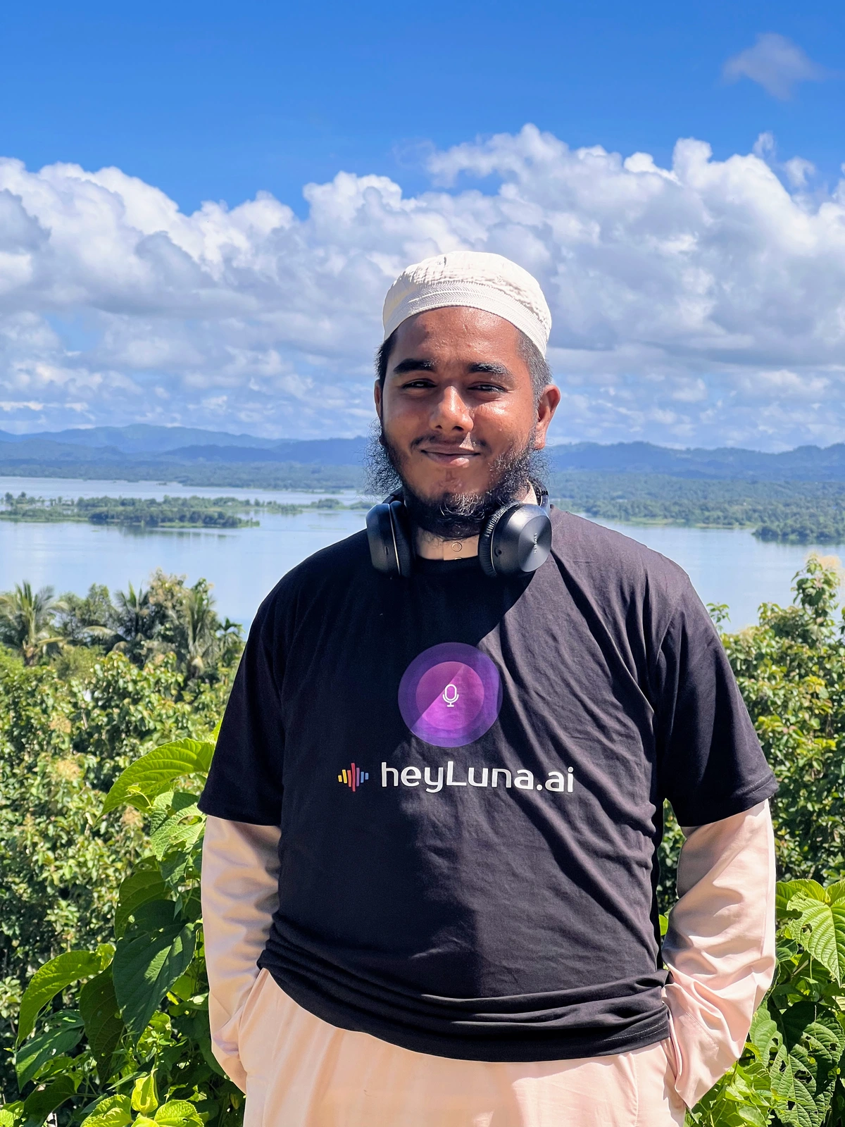 Moyen enjoying the scenic view of Kaptai Lake