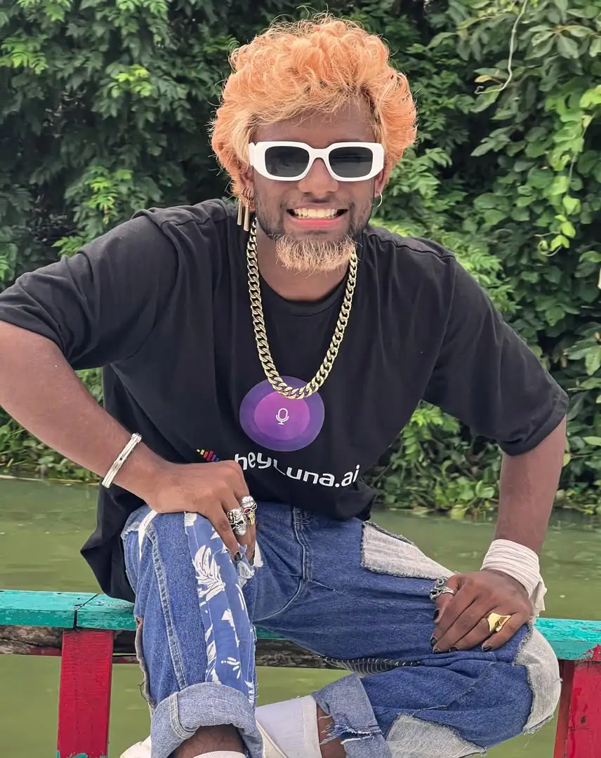 Raihan enjoying a boat ride on Kaptai Lake