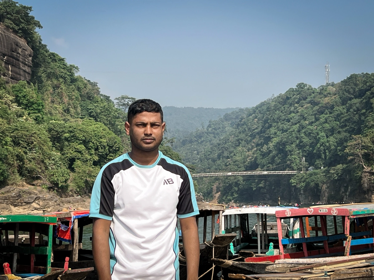 Akram visiting the scenic Jaflong tourist spot