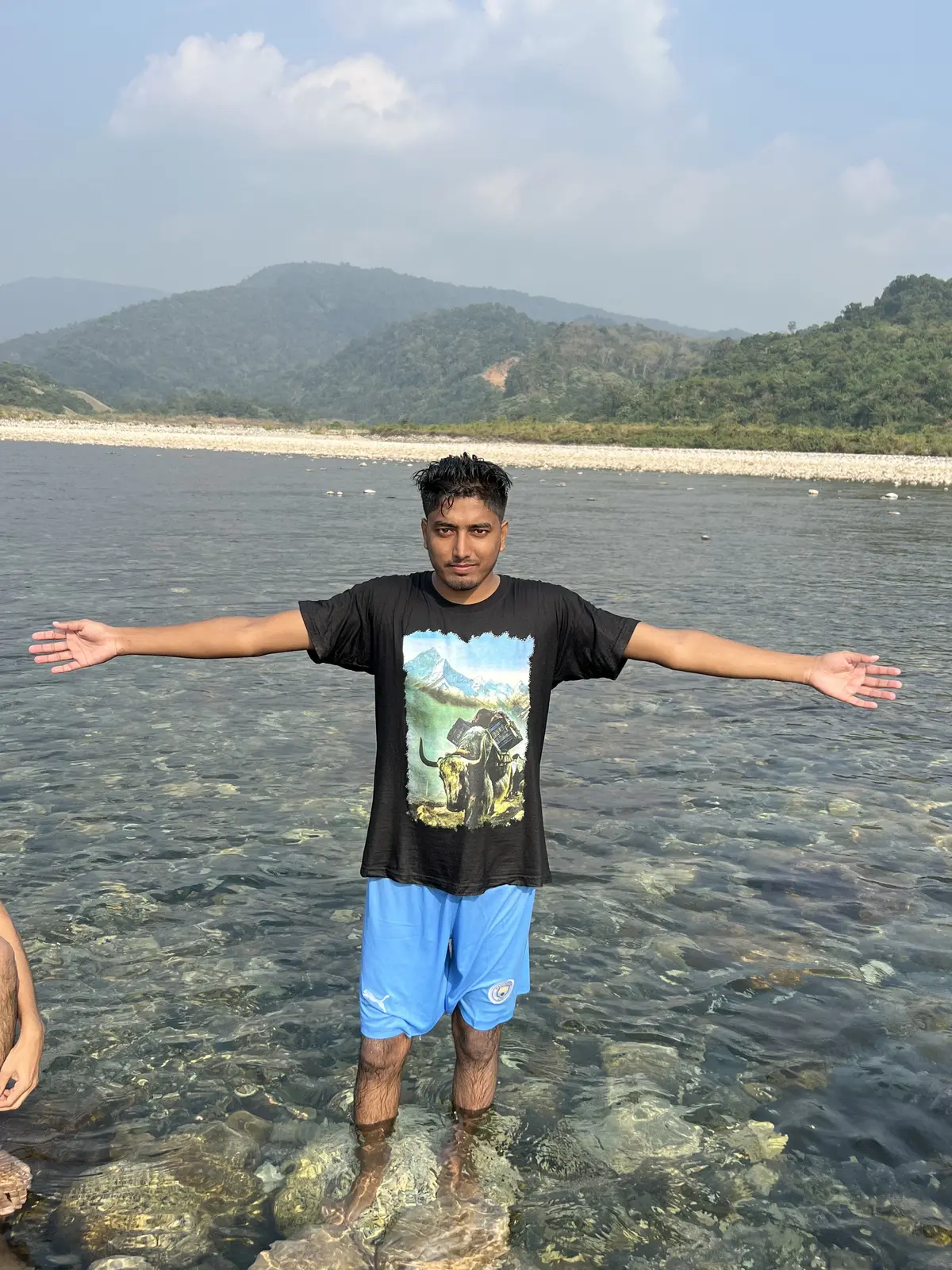 Manik posing at the white stones of Sada Pathor