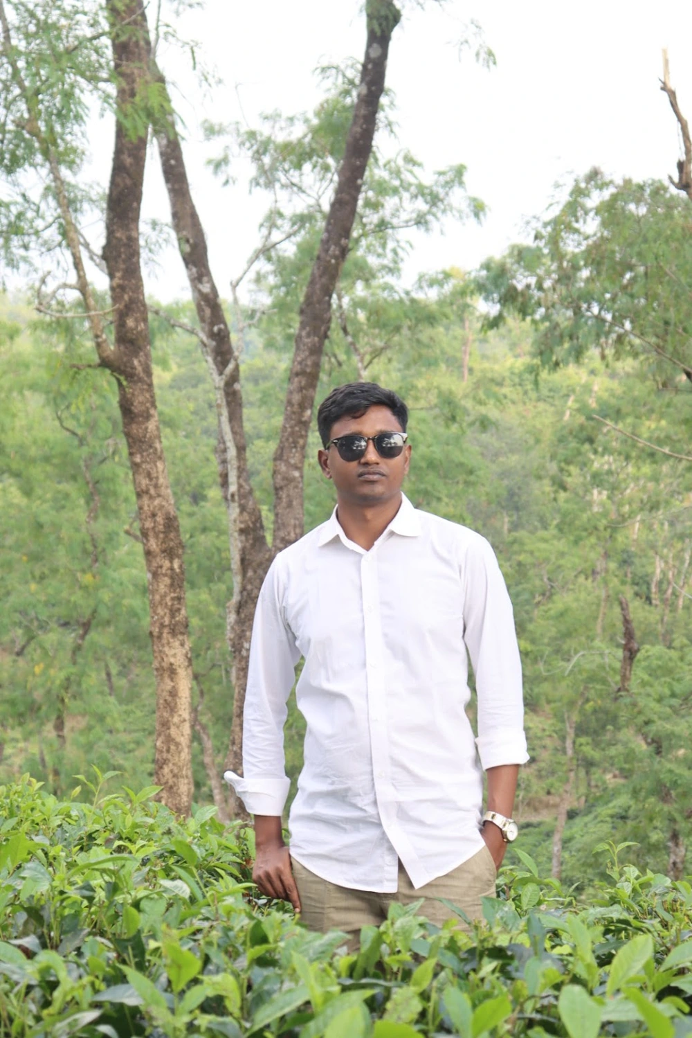 Nasir experiencing the tea garden atmosphere