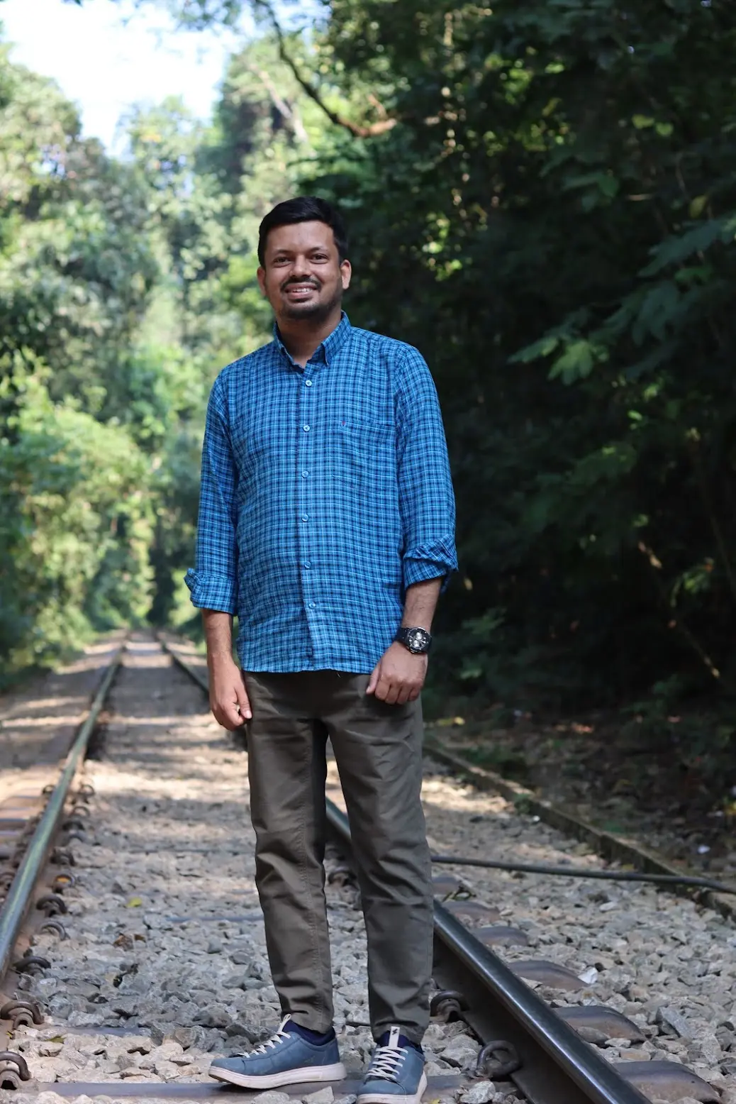 Nayeem at the historic railway track in Lawachara forest
