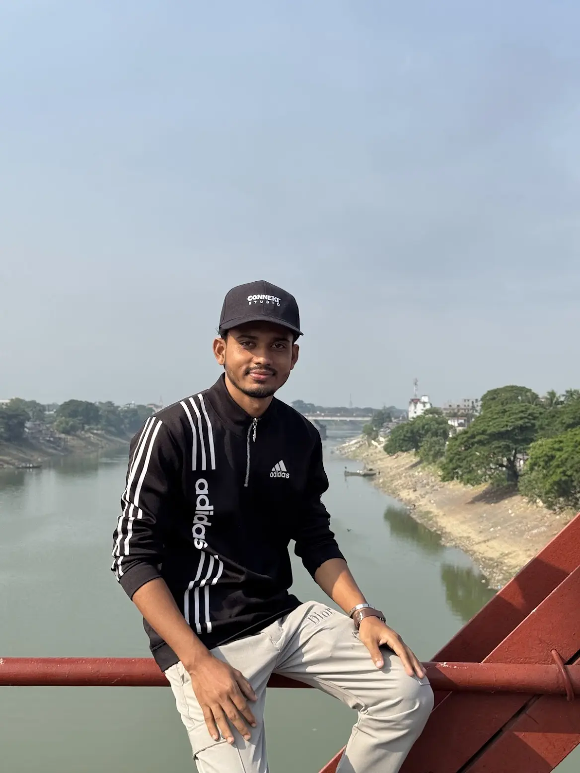 Rabbi at the historic Harding Bridge